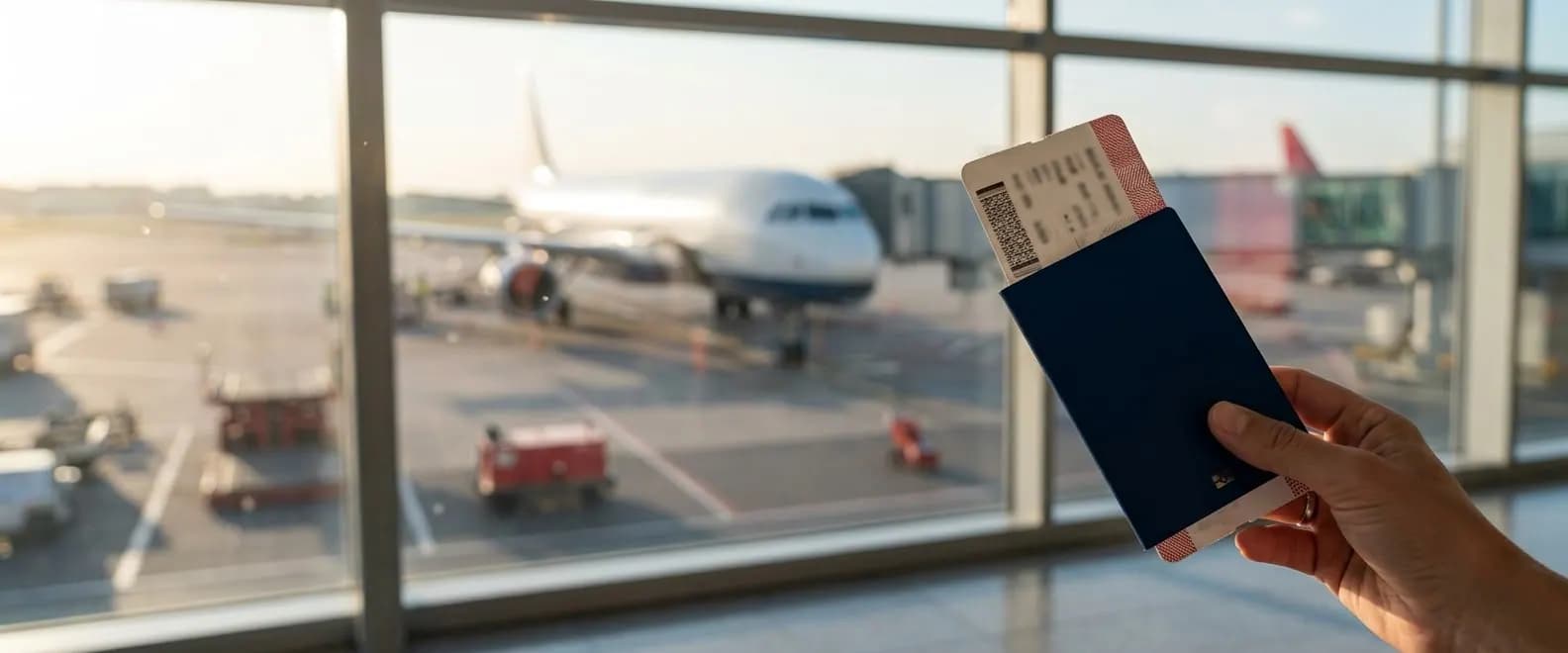 Paspor dan boarding pass di bandara